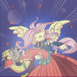 colored and lined, 2 characters, w/ bg- $65